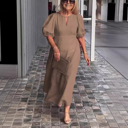 Maree | Women's Elegant Summer Midi Dress with Puff Sleeves
