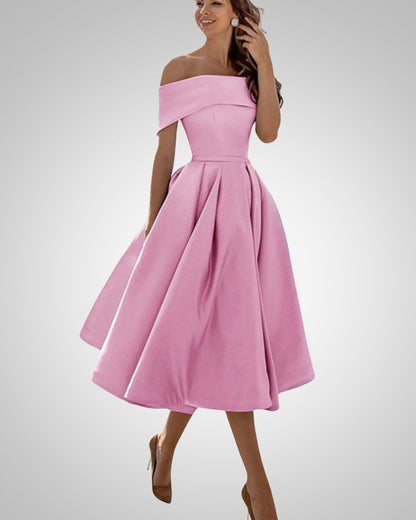 Crystal | Women’s Summer Off-Shoulder A-Line Midi Dress