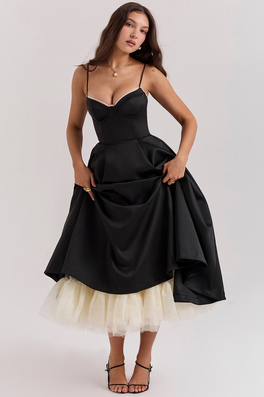 Denise | Women’s Summer Spaghetti-Strap Wedding Guest Midi Dress
