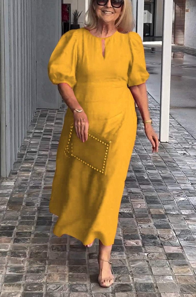 Maree | Women's Elegant Summer Midi Dress with Puff Sleeves