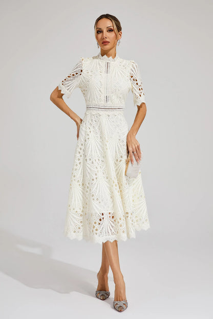 Nola | Women's Casual Lace Pattern Midi Dress