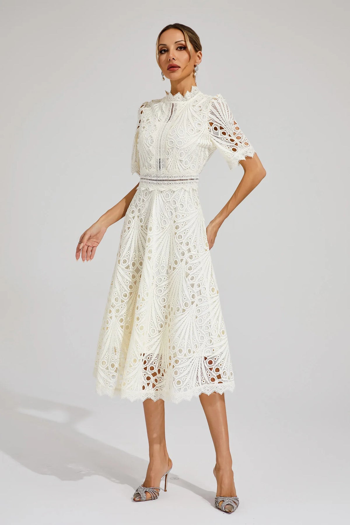 Nola | Women's Casual Lace Pattern Midi Dress