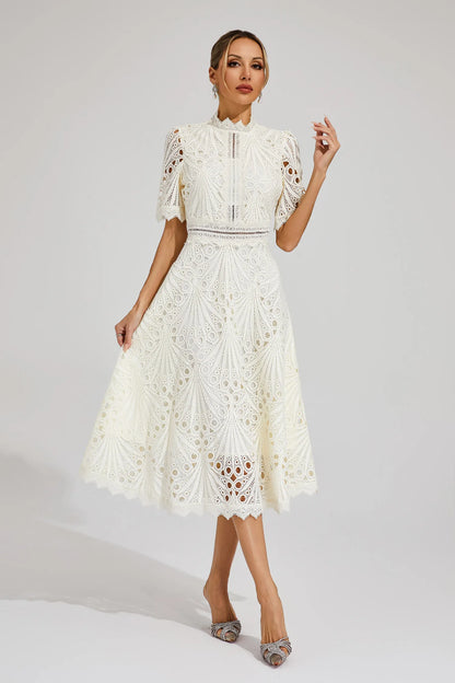 Nola | Women's Casual Lace Pattern Midi Dress