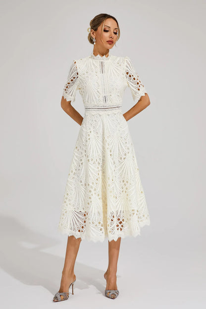 Nola | Women's Casual Lace Pattern Midi Dress