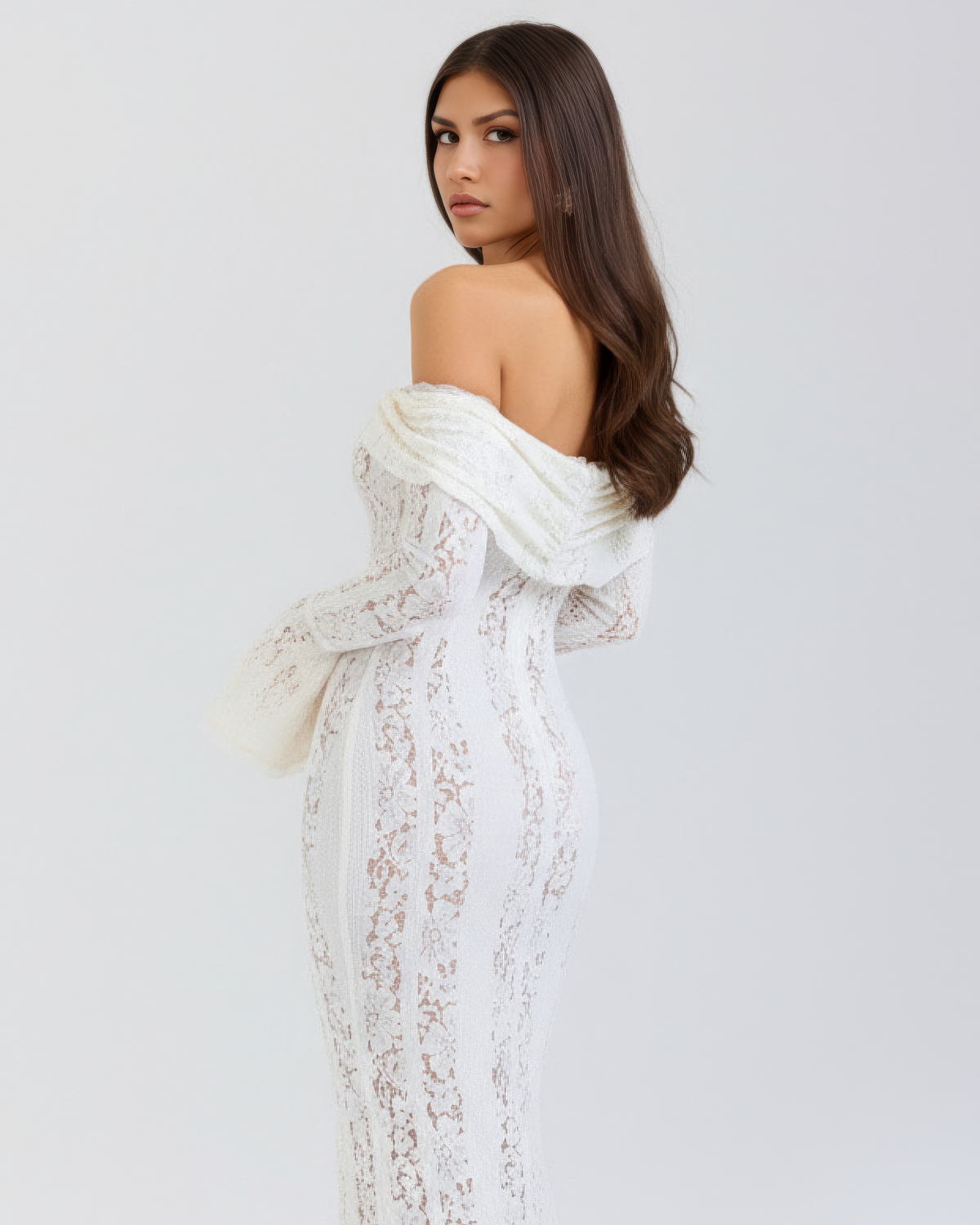 Emily | Women's Off-Shoulder Floral Lace Maxi Dress