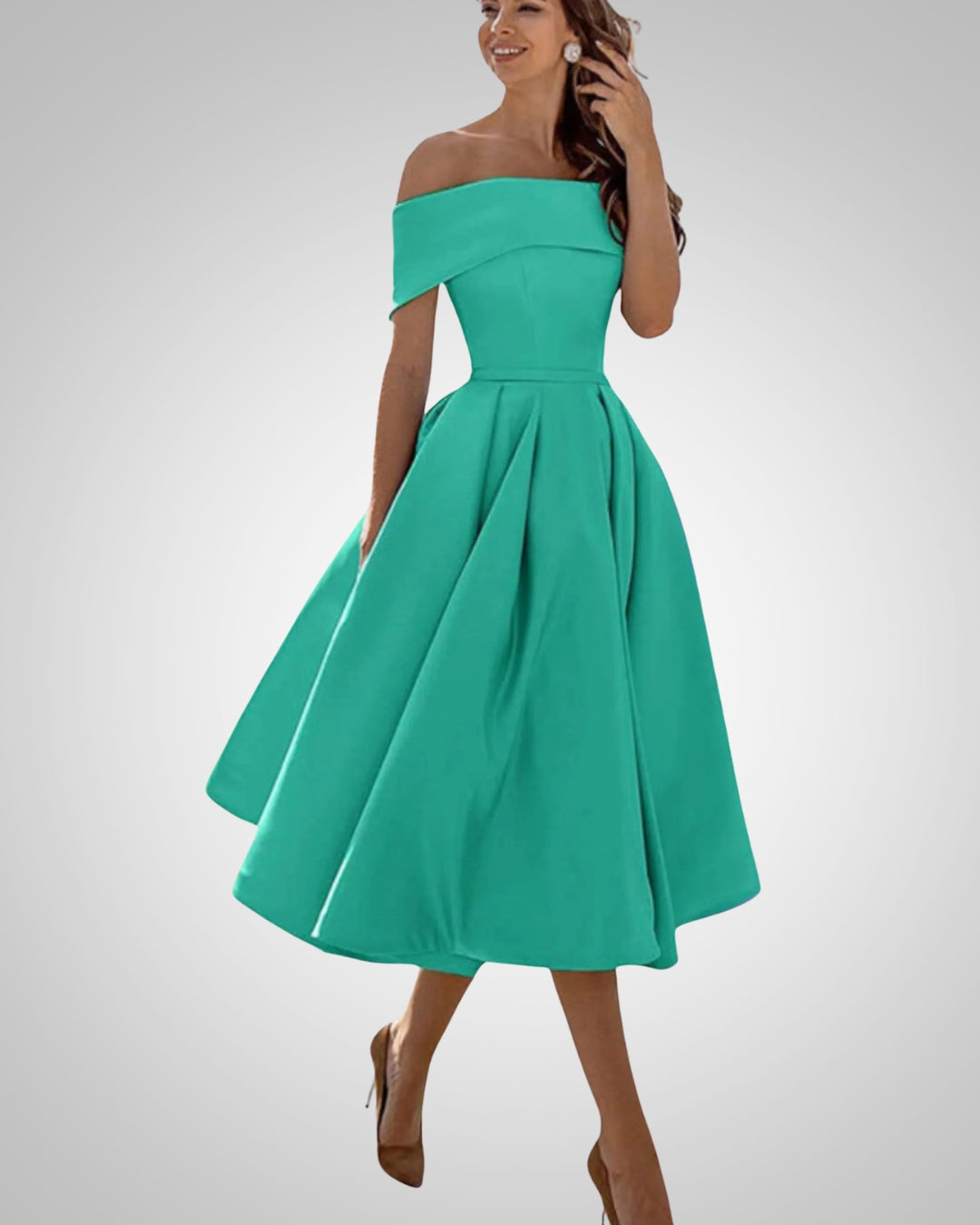 Crystal | Women’s Summer Off-Shoulder A-Line Midi Dress