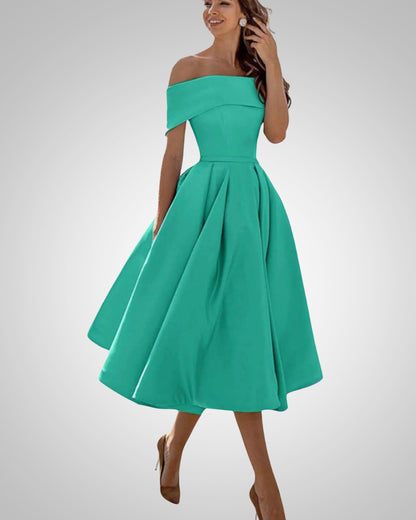 Crystal | Women’s Summer Off-Shoulder A-Line Midi Dress