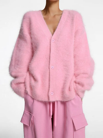 Peyton | Women’s Elegant Fluffy V-Neck Cardigan