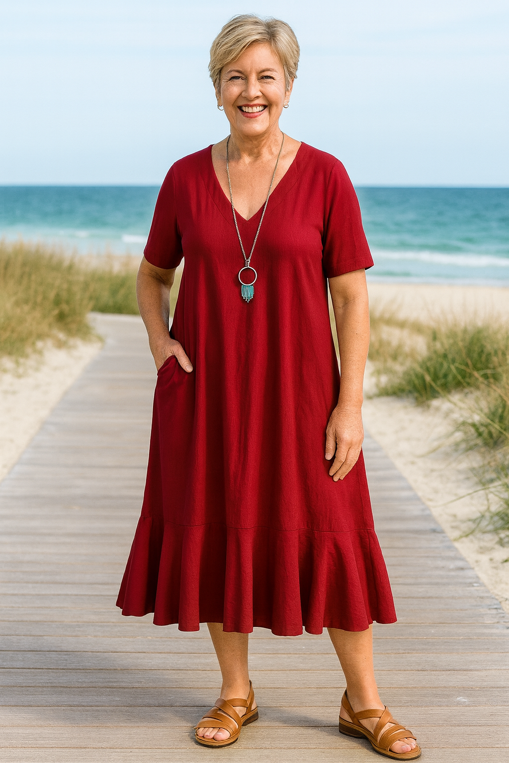 Marina | Women's Summer Boho Midi Dress