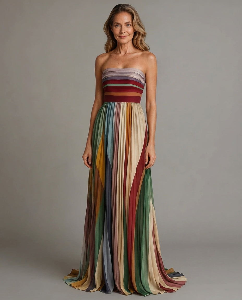 Evie | Women’s Elegant Colorful Pleated Maxi Dress