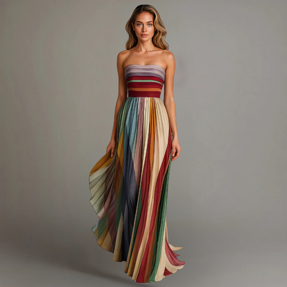 Evie | Women’s Elegant Colorful Pleated Maxi Dress