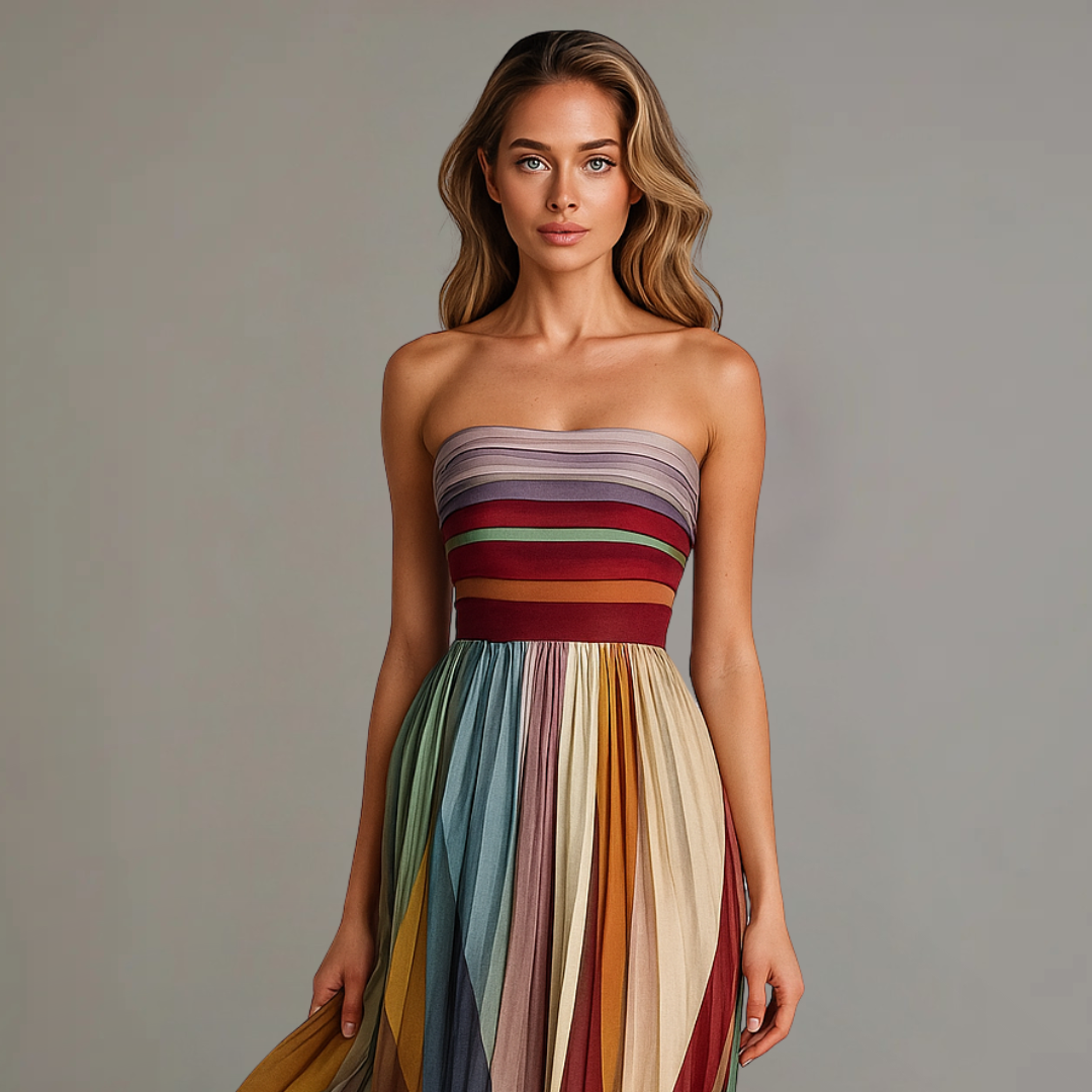 Evie | Women’s Elegant Colorful Pleated Maxi Dress