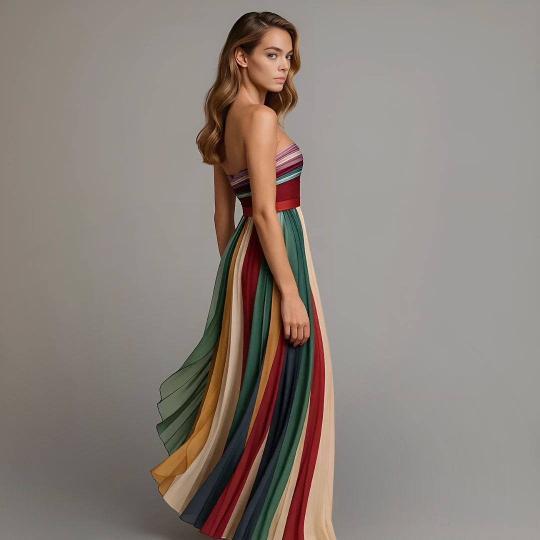 Evie | Women’s Elegant Colorful Pleated Maxi Dress