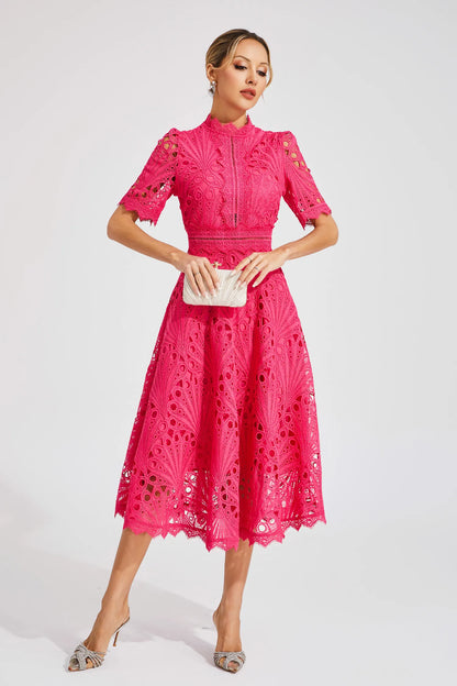 Nola | Women's Casual Lace Pattern Midi Dress