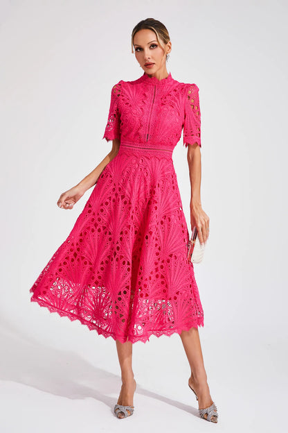 Nola | Women's Casual Lace Pattern Midi Dress