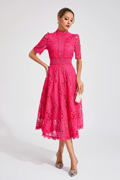 Nola | Women's Casual Lace Pattern Midi Dress