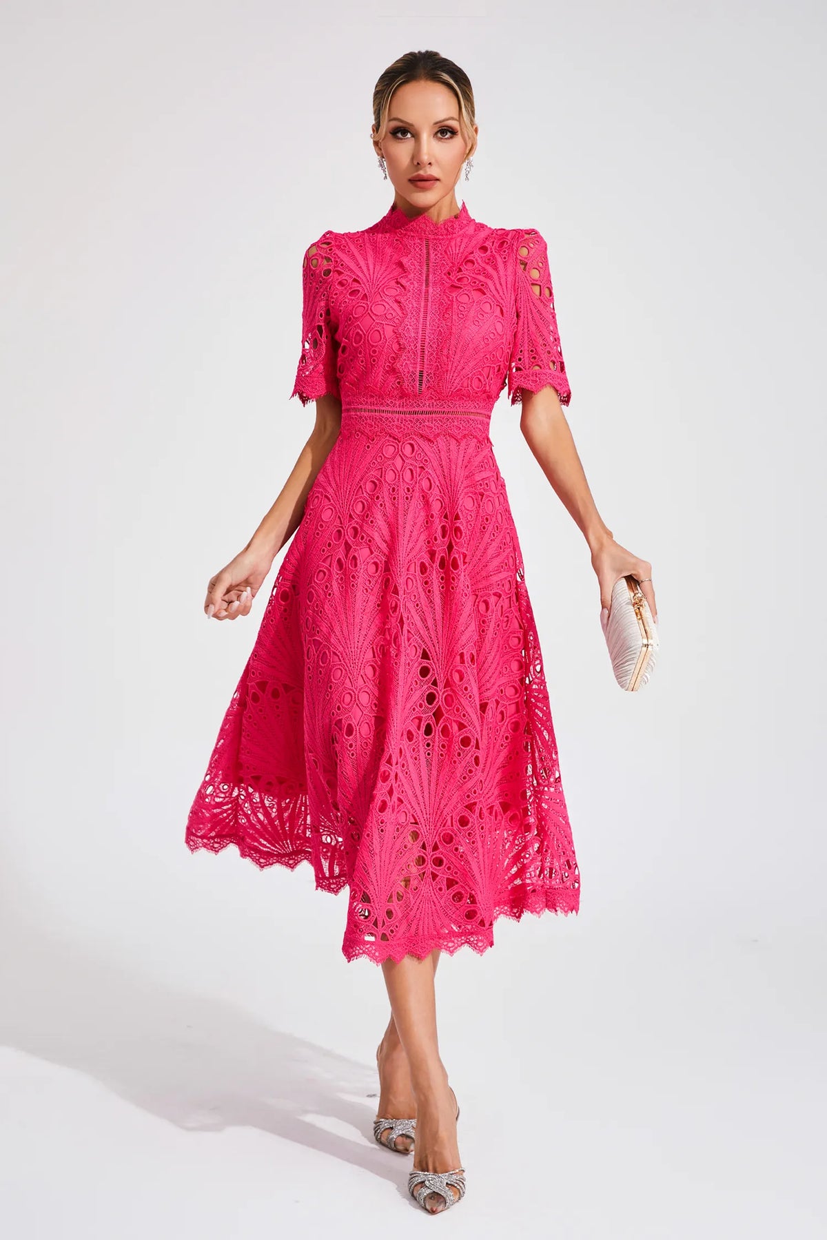 Nola | Women's Casual Lace Pattern Midi Dress