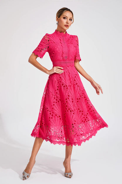 Nola | Women's Casual Lace Pattern Midi Dress