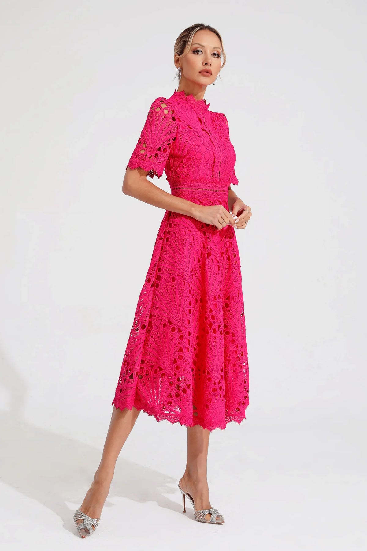 Nola | Women's Casual Lace Pattern Midi Dress