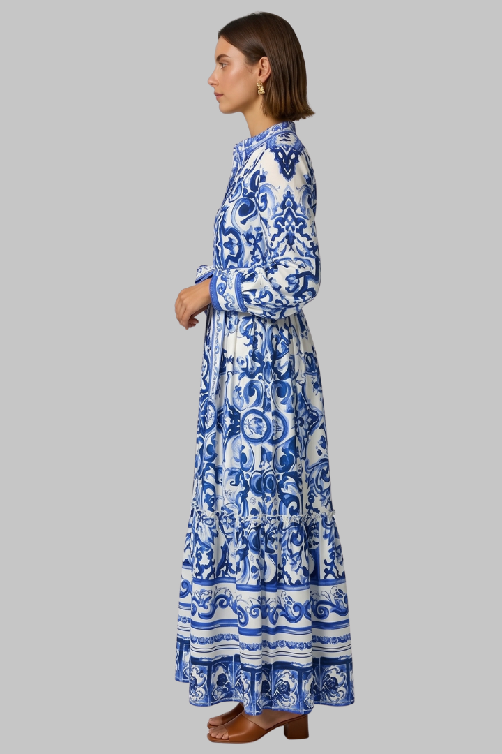 Celeste | Women's Summer Floral Maxi Dress With Puffed Sleeves