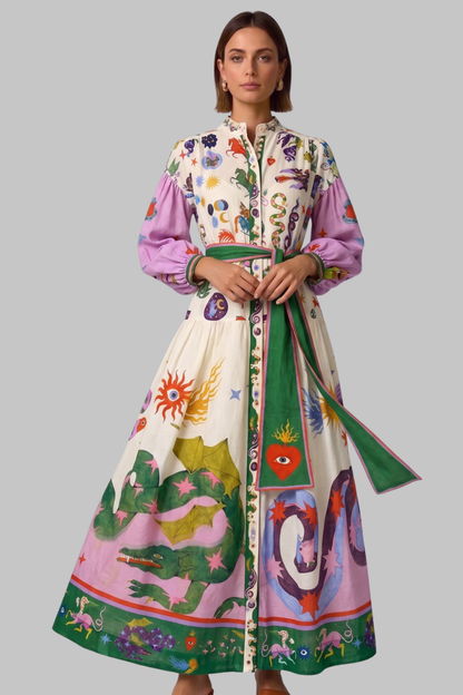 Celeste | Women's Summer Floral Maxi Dress With Puffed Sleeves