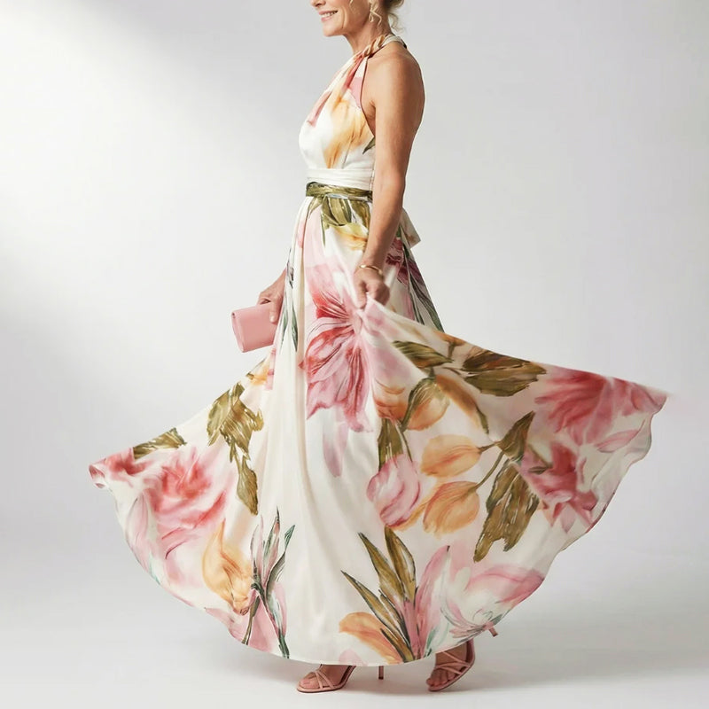 Grace | Women's Evening Halter Neck Printed Dress