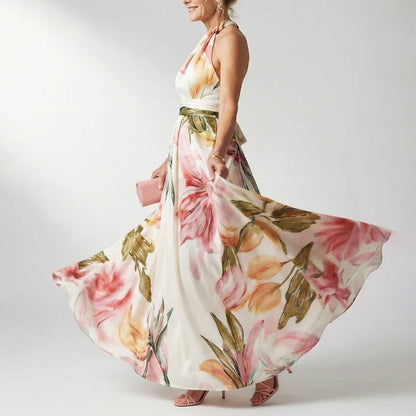 Grace | Women's Evening Halter Neck Printed Dress