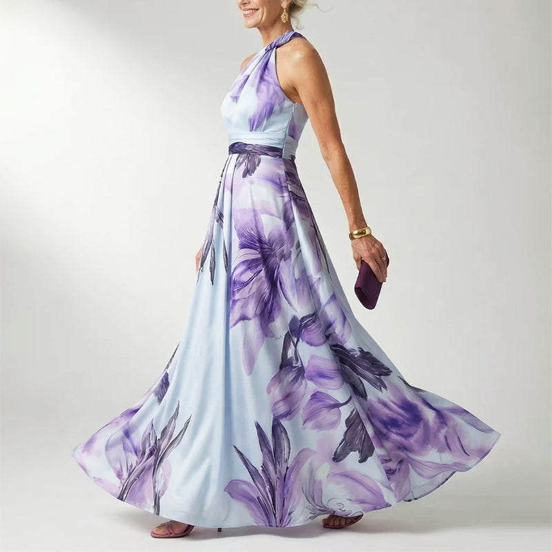 Grace | Women's Evening Halter Neck Printed Dress