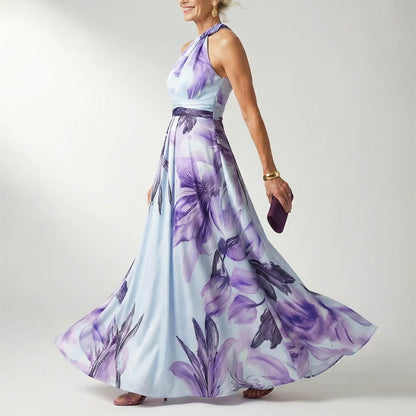 Grace | Women's Evening Halter Neck Printed Dress