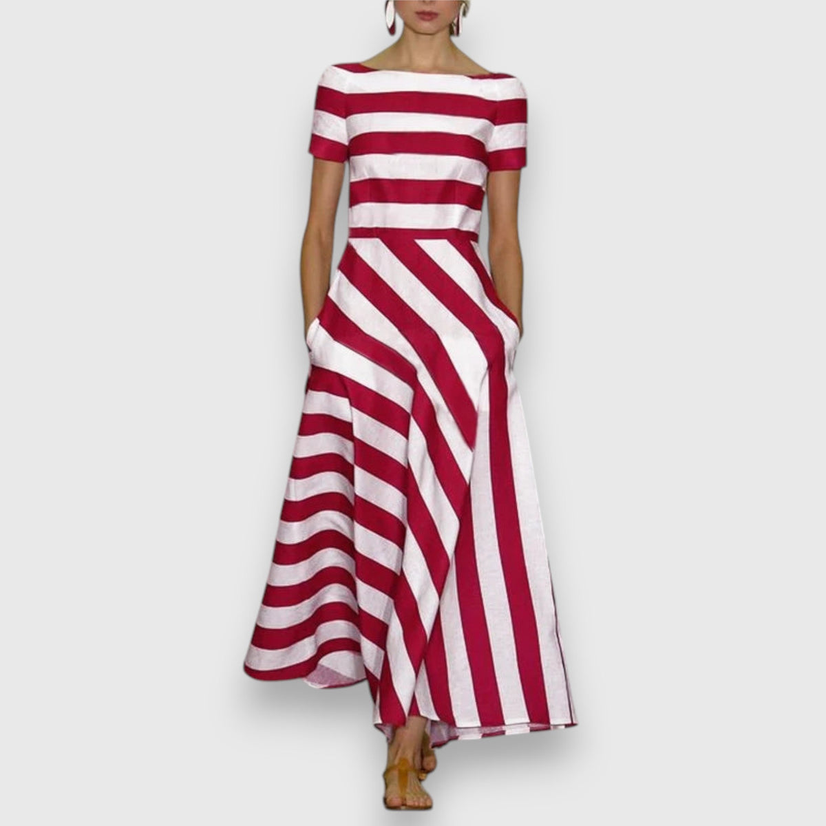 Baylor | Women's Striped Short Sleeve Maxi Dress
