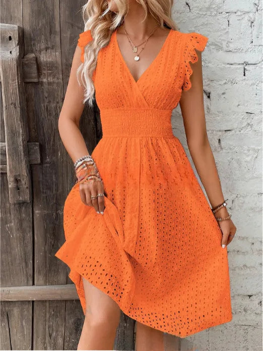 Clara | Women's Elegant A-Line Ruffle Sleeve Dress