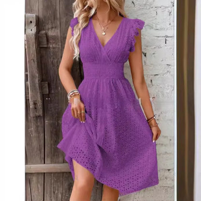 Clara | Women's Elegant A-Line Ruffle Sleeve Dress