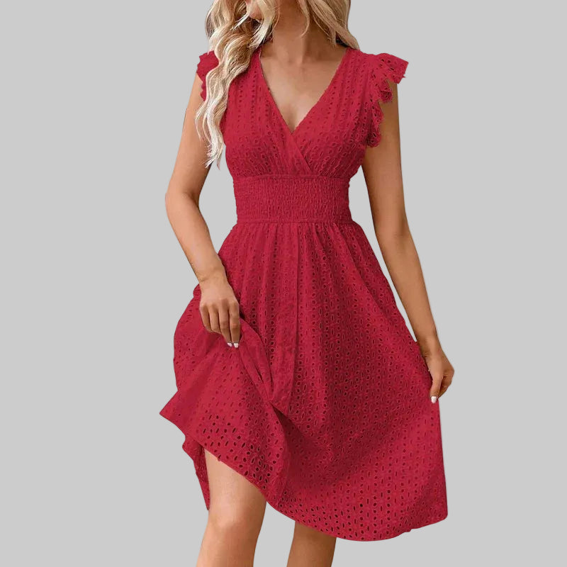 Clara | Women's Elegant A-Line Ruffle Sleeve Dress
