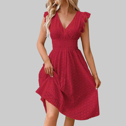 Clara | Women's Elegant A-Line Ruffle Sleeve Dress