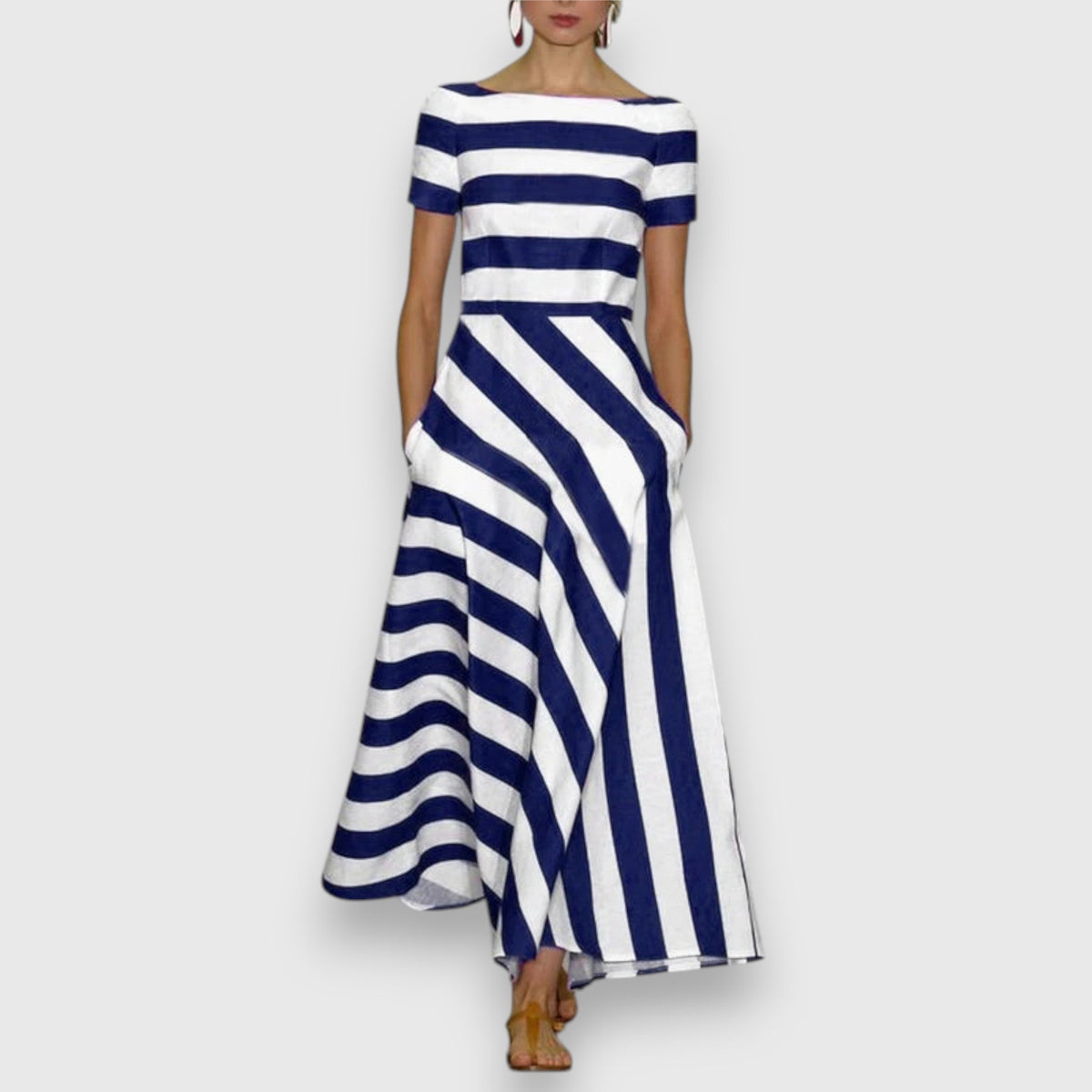Baylor | Women's Striped Short Sleeve Maxi Dress