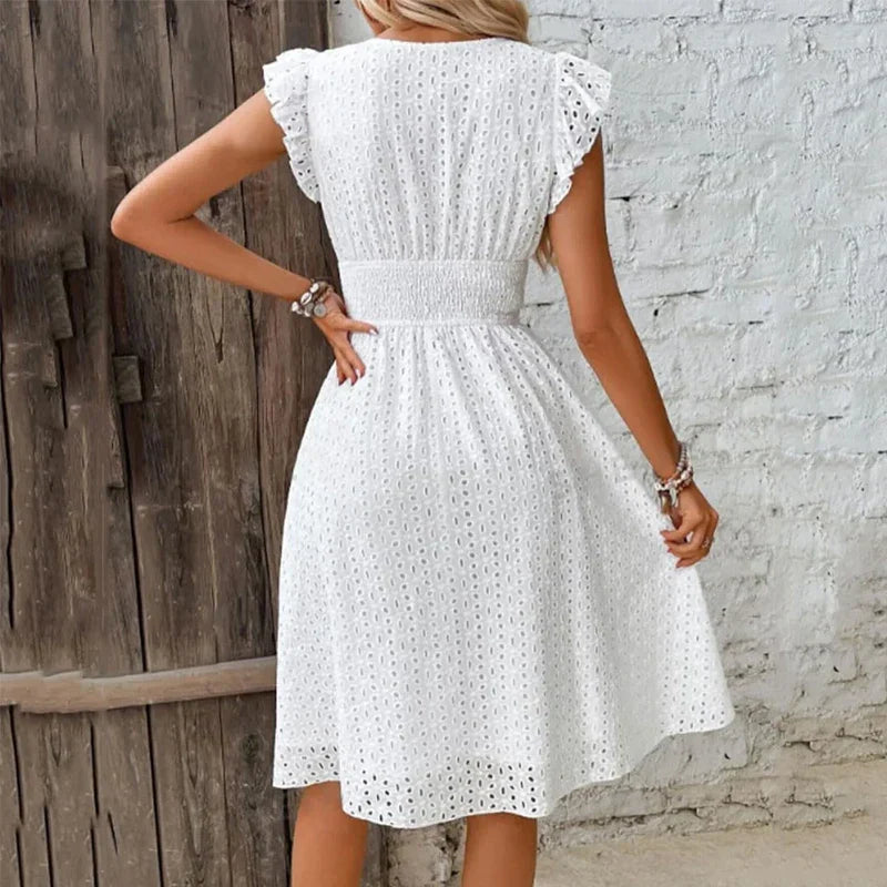 Clara | Women's Elegant A-Line Ruffle Sleeve Dress