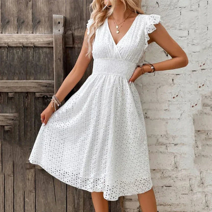 Clara | Women's Elegant A-Line Ruffle Sleeve Dress