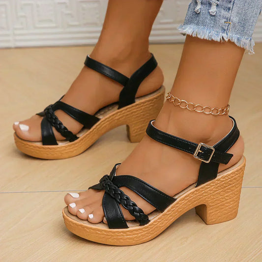 NICOLE | BRAIDED STRAP PLATFORM SANDALS