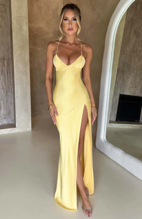 Lilly | Women's Satin Wedding Guest Maxi Dress