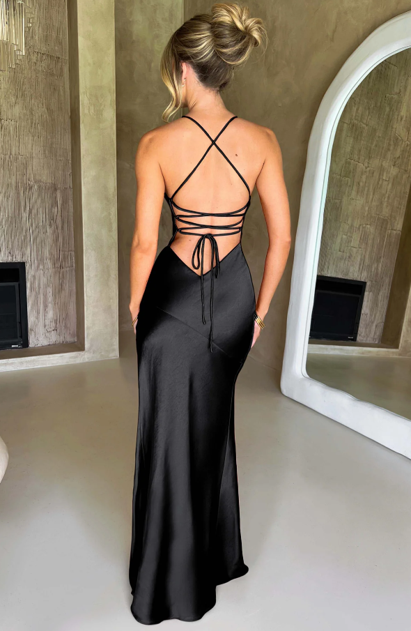 Lilly | Women's Satin Wedding Guest Maxi Dress