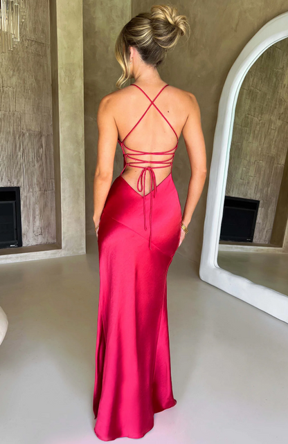 Lilly | Women's Satin Wedding Guest Maxi Dress