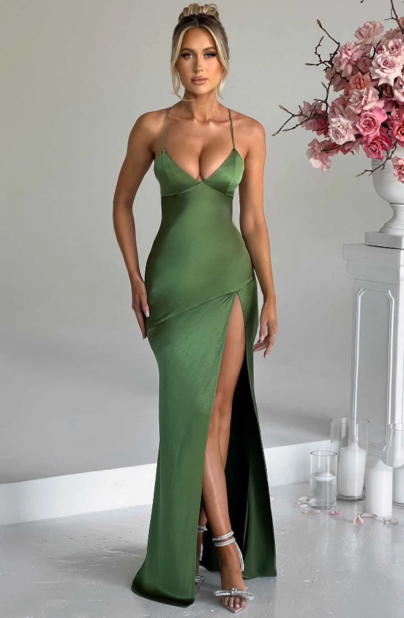Lilly | Women's Satin Wedding Guest Maxi Dress