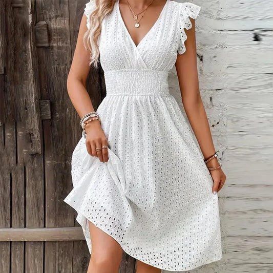 Clara | Women's Elegant A-Line Ruffle Sleeve Dress