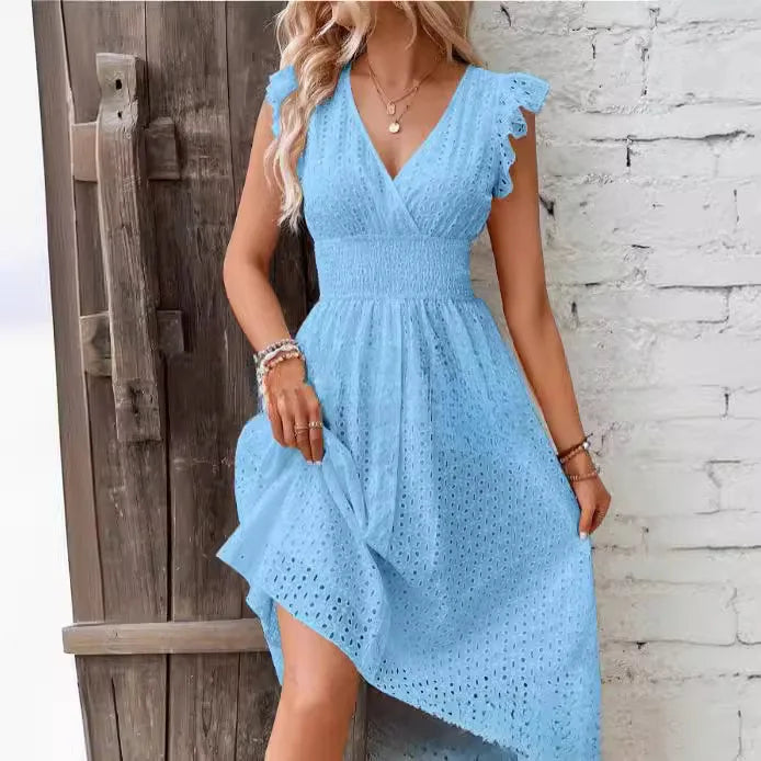 Clara | Women's Elegant A-Line Ruffle Sleeve Dress