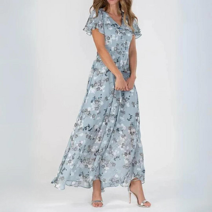 Lily | Women's Summer Floral Dress With Ruffle Sleeves