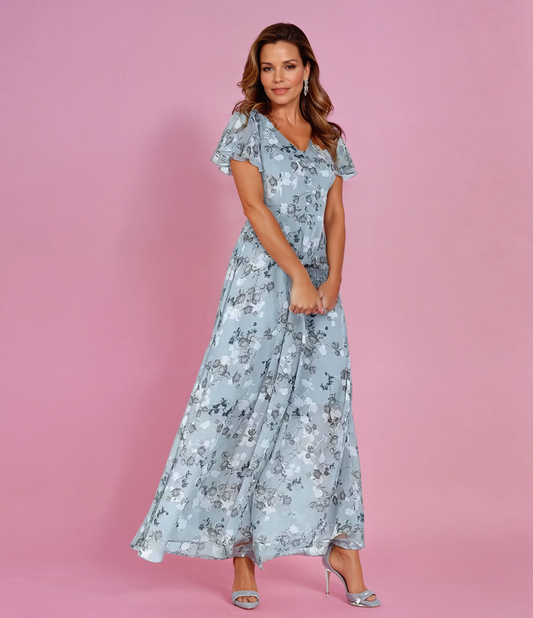 Lily | Women's Summer Floral Dress With Ruffle Sleeves