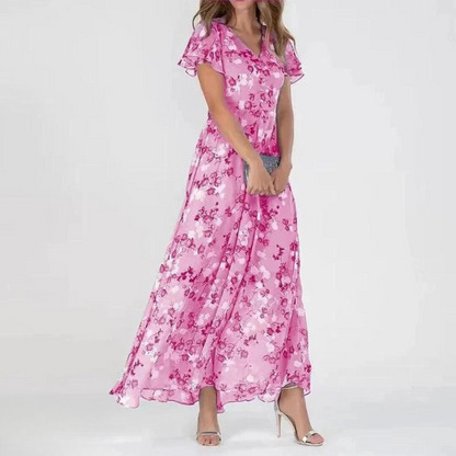 Lily | Women's Summer Floral Dress With Ruffle Sleeves
