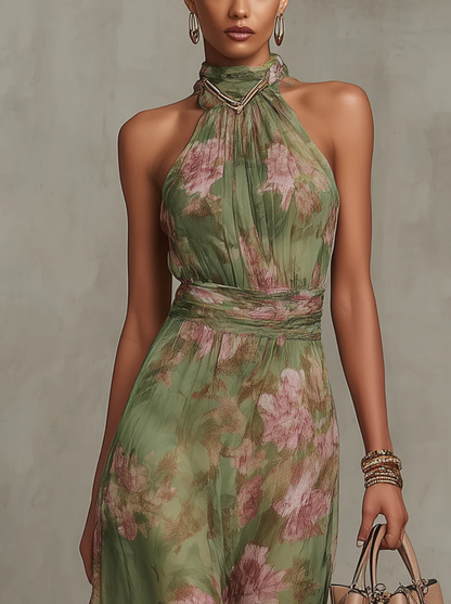 Manuela | Women's Summer Halterneck Floral Dress