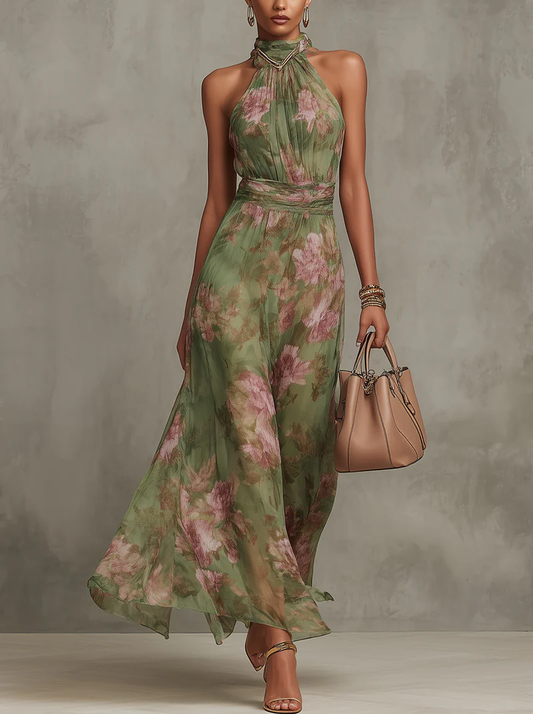 Manuela | Women's Summer Halterneck Floral Dress
