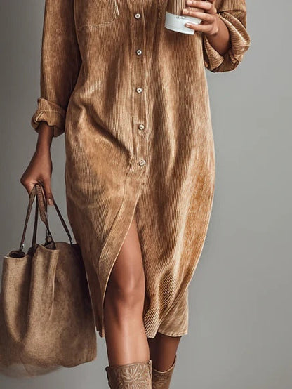 Auden | Women's Classic Button-Up Midi Dress